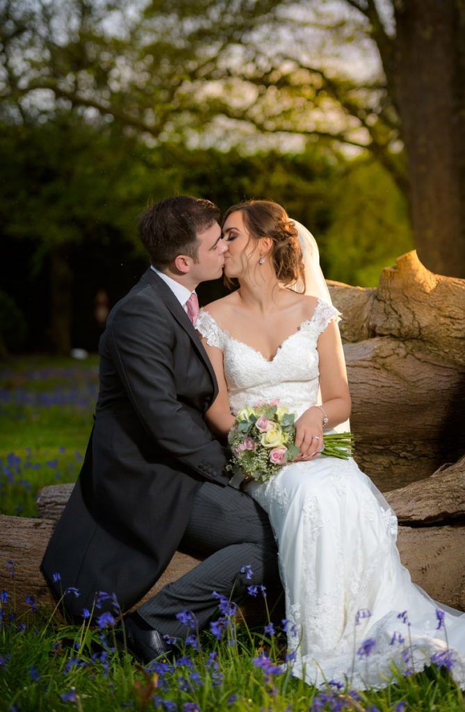Sunset, bride and groom wedding photography Tortworth Court
