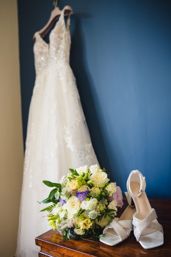 Dress Shoes Flowers Wedding Photography at Coombe Lodge Venue