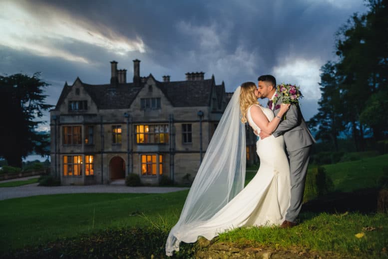 Bride &amp; Groom evening Wedding Photography at Coombe Lodge