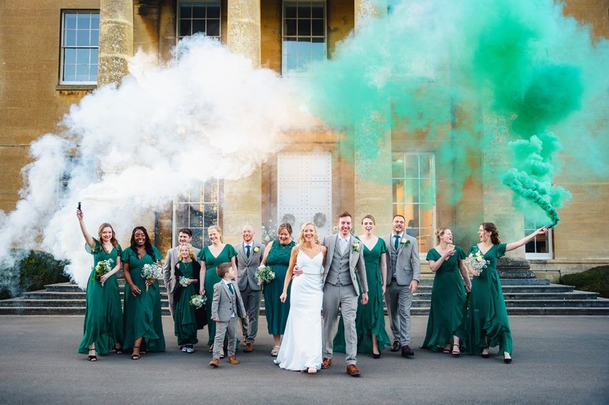 Smoke Grenade Wedding Photography at Leigh Court Bristol