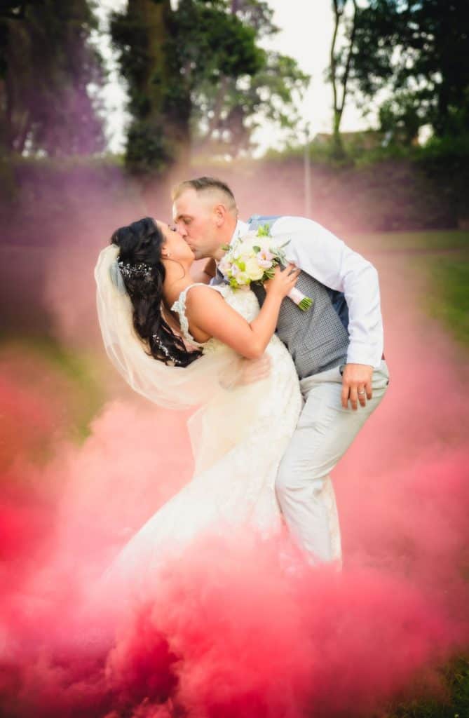 Smoke grenade wedding photography at Eastwood Park