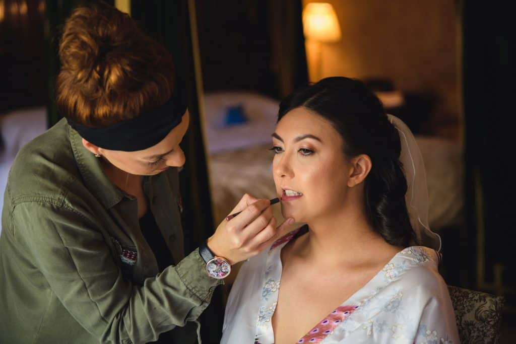 Bride&#039;s Makeup Wedding Photography at Thornbury Castle Venue